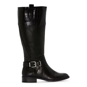 St. John's Bay Womens Roslyn Stacked Heel Riding Boots Size 8.5M Black NWT